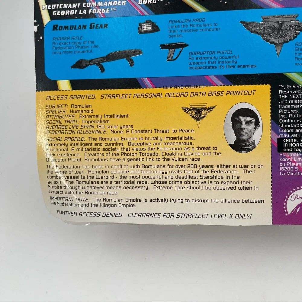 Vtg. 92 Star Trek - Romulan - The Next Generation Action Figures SEALED